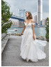 Off Shoulder Beaded Ivory Lace Tulle Sparkling Wedding Dress Off Shoulder Beaded Ivory Lace Tulle Sparkling Wedding Dress